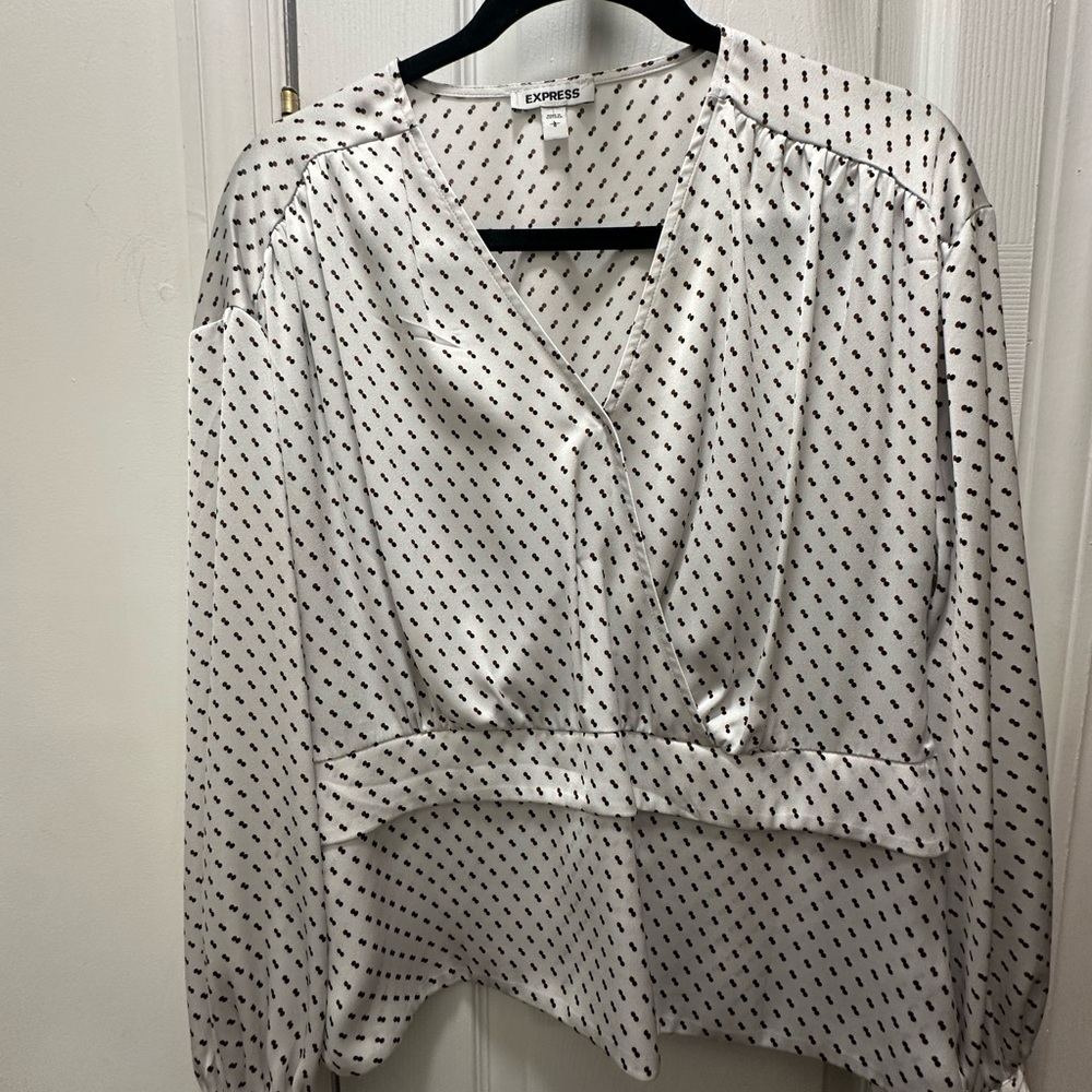 Express White Polka Dot Women's Top